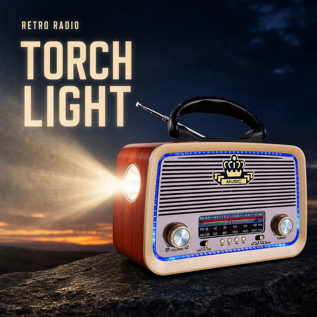 Custom Logo OEM Classic Retro Portable 3 Band FM AM SW Rechargeable BT USB Flashlight Multifunctional Outdoor Radio