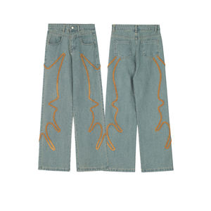 Jeans stile Hip Hop da uomo primavera asciugamano fresco ricamato pantaloni in Denim per amante pantaloni larghi larghi Jeans - Product Image 3