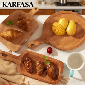 Plateau à pizza rond en bois massif, style minimaliste, plateau à pain, plateau à gâteau, plateau à pâtisserie, plateau à steak - Product Image 1