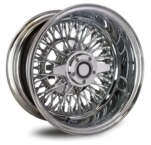 Silver 13x7 14 15 17 18 reverse 72 Cross Lace Spokes 2 3 Bar Knock Off Adapter Chrome Wire Wheel Rims