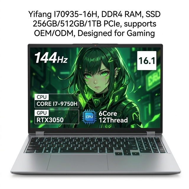 New Factory Wholesale 16.1-inch with 16:10 Intel I7-9750H Processor and RTX3050 Graphics Card OEM/ODM Gaming Laptop Computers