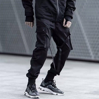 Pantalons cargo décontractés pour hommes, prix d'usine, noir pur, poche latérale, design simple, leggings durables pour hommes