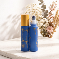 Roll-on de parfum floral personnalisé 5ml 10ml, flacons roll-on en verre coloré avec pierres précieuses, vente en gros