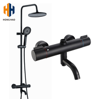 Ensemble de douche thermostatique ovale de luxe en laiton brossé avec jet pluie, valve en céramique, fixation murale, design moderne, accessoires de salle de bain coulissants