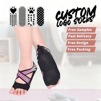 Nouvelles chaussettes de danse et de yoga antidérapantes pour femmes, sans orteils, avec grip, pour la gym, le Pilates et le ballet, personnalisables