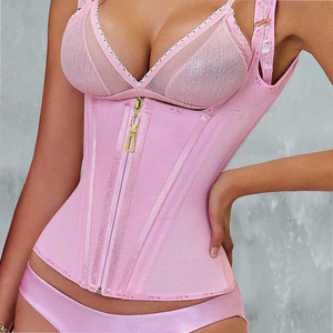 Fajas Colombianas pour femmes, gilet gainant rétro en latex à 15 baleines, fermeture éclair, crochets réglables, haute compression, amincissant pour l'abdomen, à porter en extérieur - Product Image 2