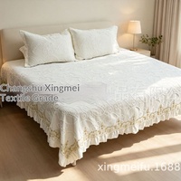 Ensemble de literie en dentelle de style européen personnalisable, comprenant une couvre-lit et une taie d'oreiller en chenille, pour le commerce transfrontalier exclusif