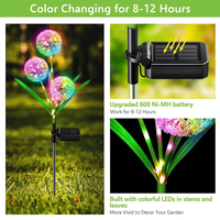 Lampe solaire LED décorative en forme de pissenlit, étanche, pour l'extérieur, jardin, cour, terrasse et rue