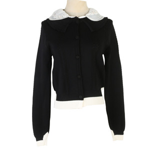Nuovi 2025 autunno vendita calda cardigan neri maglieria di alta qualità da donna bianco Peter Pan colletto a manica lunga maglioni <span class=keywords><strong>Basic</strong></span> Casual - Product Image 2
