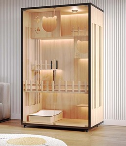 Descuento Limitado Villa de Lujo de Diseño Moderno para Gatos Grandes, Transpirable de <span class=keywords><strong>Madera</strong></span> y Vidrio, Casa para Mascotas Gatos - Product Image 6