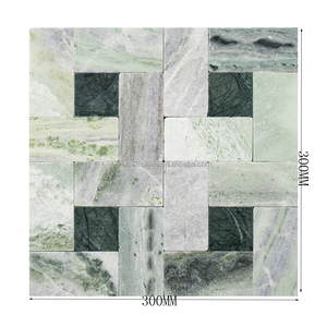 Mosaïque de marbre vert clair <span class=keywords><strong>et</strong></span> vert foncé mélangés, mosaïque de pierre emboîtable pour la décoration de sols ou de murs. - Product Image 2