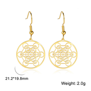 Myshape Metatrons Cube Pendientes <span class=keywords><strong>Flor</strong></span> <span class=keywords><strong>DE</strong></span> <span class=keywords><strong>LA</strong></span> <span class=keywords><strong>VIDA</strong></span> Kabbalah Geometría sagrada Pendientes para mujer Joyería <span class=keywords><strong>de</strong></span> acero inoxidable - Product Image 5
