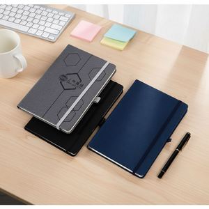 Carnet en cuir gaufré avec logo personnalisé A4 A5 A6, pages intérieures personnalisées, reliure, sangle élastique, idéal pour l'école - Product Image 3