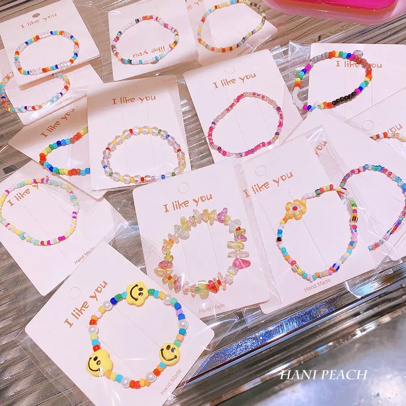 Wholesale Candy Color Bracelets Harajuku Girl Style Sweet Smiling Face Flower Rice Ball Bracelets