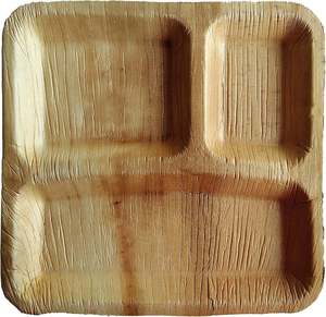 Plato de Hoja de Palma Areca (10 Pulgadas) 100% Biodegradable, Compostable, Desechable, con 3 Compartimentos, Apto para Microondas, Libre de PFAS - Product Image 3