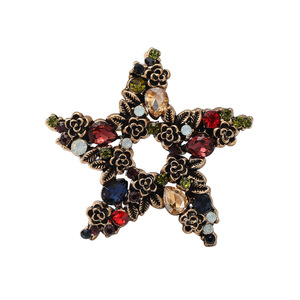 Broche de Estrella para Mujer, Aleación con Cristales de Imitación, Diseño de Flor de Cinco Puntas, 5.5cm, Joyería de Moda, Regalo - Product Image 3