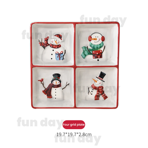 Weihnachts-Schneemann-Suppenschüssel, ovaler Teller, Teekanne, Tasse, Gewürzbehälter, Keramik-Geschirrset - Product Image 6