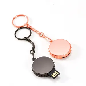 Unidade flash USB Super Mini metal em massa, mini disco USB de metal com logotipo de laser 64 GB 32 GB redondo em forma de U, design mais recente