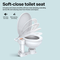 SEAFLO 12V/24V Electric Marine Toilet with Small Seat, Ceramic Self-Priming Boat RV Yacht Motorhome Toilet with Macerator Pump