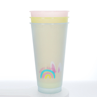 A-mazon 24OZ changement de couleur de température tasse à eau changement de couleur avec couvercle en plastique et paille
