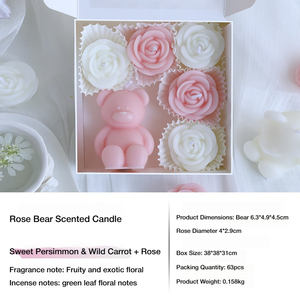 Bougie Ours Rose 3D Faite à la Main en Cire de Soja Parfumée à la Rose Écologique Sans Fumée Cadeau de Fêtes Thanksgiving Saint-Valentin Décoration Maison Chambre - Product Image 6