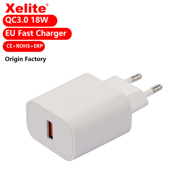 18W USB Wall Charger USB Power Adapter with QC3.0 EU Plug for iPhone Fast Charger