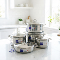 Ensemble de 10 ustensiles de cuisine en acier inoxydable de haute qualité, résistants, antiadhésifs, pour induction, avec couvercles en acier inoxydable