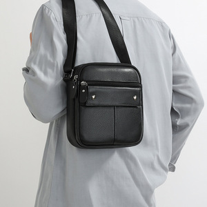 Sac bandoulière en cuir véritable Crazy Horse pour homme, sac messager de créateur en cuir, sac à bandoulière en cuir véritable - Product Image 3