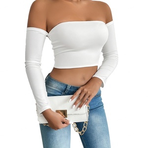 Top sin tirantes personalizado con efecto de cintura entallada, top de manga larga, top sexy con escote pronunciado en el ombligo - Product Image 2
