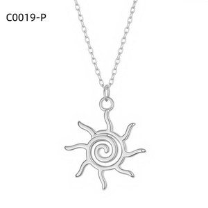 Collar con Colgante de Sol Amy Amy, Chapado en Plata, Acero Inoxidable, Minimalista, para Uso Diario de Mujeres, con Caja de Regalo, Cadena C0019 - Product Image 3