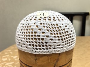 Chapeau brodé au crochet en <span class=keywords><strong>coton</strong></span> pur <span class=keywords><strong>DMC</strong></span> tissé à la main pour homme musulman, blanc, décontracté, idéal pour le voyage ou comme cadeau - Product Image 3