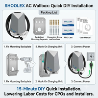 Estación de Carga para Vehículos Eléctricos SHUOLEX de 22kW, IP54, para Exteriores, con Protección Contra Fugas RCD