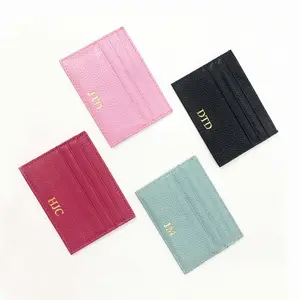 Small Moq Custom Logo Hot Selling Slim Smart Genuine Leather Cardholder Purse Card Sleeve Cards Wallet Credit Card Holder