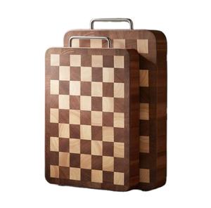 Tabla de Cortar de Bambú para el Hogar, Tabla de Cortar de Nogal Negro, Diseño de Tablero de Ajedrez Antibacteriano de Lujo Ligero - Product Image 1