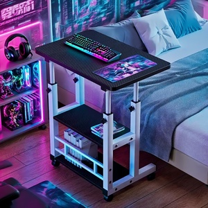 <span class=keywords><strong>Scrivania</strong></span> Pieghevole Multifunzionale con Ruote, Altezza Regolabile, Ripiano Portaoggetti, per Camera da Letto, Soggiorno, Ufficio, Studio, Modello Z-12 - Product Image 2