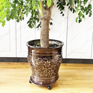 Soporte de Metal de hierro fundido rosa para plantas, maceta de cuatro ruedas para interior y <span class=keywords><strong>exterior</strong></span>, carrito de bandeja rodante, posavasos - Product Image 6