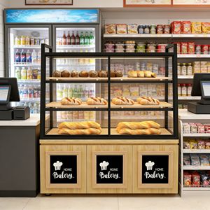 Espositore per Panetteria in Metallo e Legno OEM, Vetrina per Pane, Scaffale per Pasticceria, Espositore per Supermercato - Product Image 5