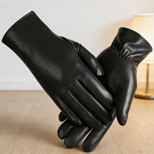 <span class=keywords><strong>Gants</strong></span> authentiques en peau de mouton pour femmes, en cuir véritable, chauds, coupe-vent, pour le cyclisme quotidien, automne et printemps - Product Image 1