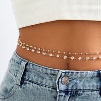 2 pièces Sexy Inlay Shiny Rhinestone Chain Belly Waist Chain for Women Double Layer Lady Beach Summer Fashion Body Jewelry Gifts
