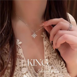 KING เครื่องประดับเงิน สร้อยคอจี้รูปดอกไม้ S925 เงินสเตอร์ลิง ชุบทอง สวมใส่ได้ทุกวัน สไตล์ลำลอง - Product Image 4