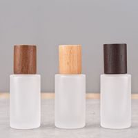 Botol Semprot Kaca Silinder Matte High-end 20ml dengan Tutup Kayu, Botol Kosong untuk Parfum