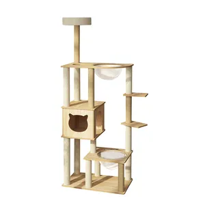 Penjualan pabrik gaya sederhana pola kayu Platform kapsul ruang angkasa kucing besar pohon kucing bingkai rumah