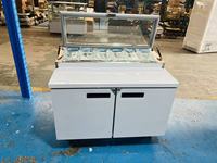 Réfrigérateur de Comptoir Commercial VanSenk pour Restaurant, Longueur 1800mm, Double Porte, Électrique, Sans Givre, 0-4°C, Comptoir de Préparation Pizza et Salades