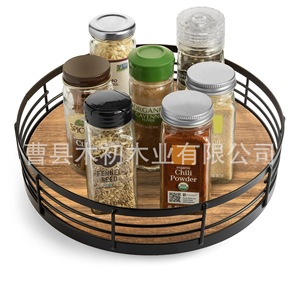 Kitchen cabinet <b>rotating</b> solid wood storage <b>rack</b> tray wooden <b>spice</b> turntable storage <b>rack</b> desktop <b>rack</b> desktop <b>rotating</b> <b>rack</b> - Product Image 2