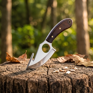 Couteau à lame fixe de 7 pouces pour la chasse et le camping, fabrication artisanale, OEM, industriel, acier D2, fourreau en cuir, manche en bois, 3 mm - Product Image 1
