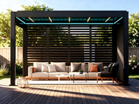 Pergola Bioclimatique Motorisée à Lames Orientables avec Structure Gris Foncé Thermolaquée et Toit Motorisé à Lames pour Jardin de Villa Ouvert