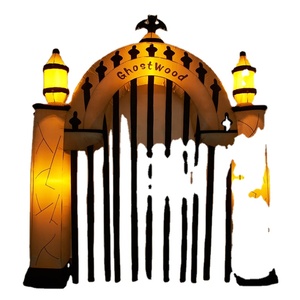 10FT Halloween Inflatable Haunted Castle Arch With LED Lights - Outdoor Yard Decor, Ghost & Tombstone Design
