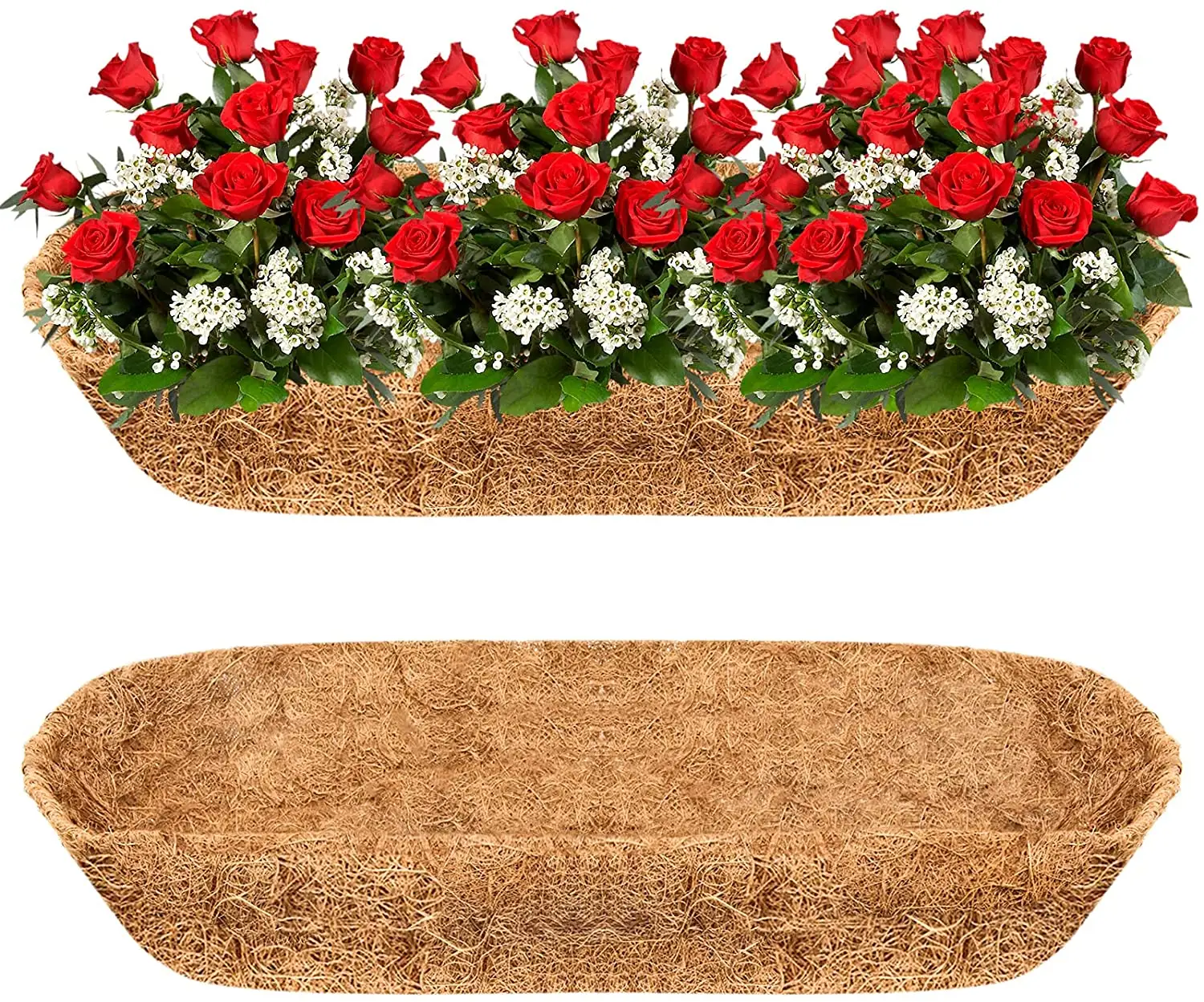 24 Inch Coco Coir Flower Pot Liners Cho Ngoài Trời Ban Công Kim Loại Treo Giỏ