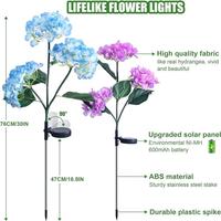 Lampu Tali Hydrangea Bertenaga Surya 3 Batang Bunga IP65 Tahan Air LED Dekorasi Lanskap Taman Halaman Teras Dapat Diisi Ulang