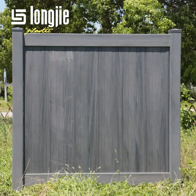 Longjie 6 "x 8" الحديثة تصميم الكرمل اللون مصنع توريد مباشرة حديقة الخصوصية البلاستيك المغلفة سياج بلاستيك